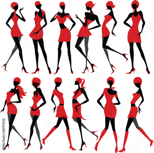 illustration drawing of fashion girls