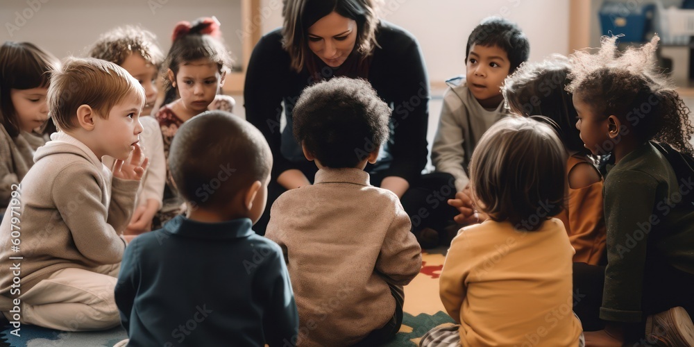 A child experiencing the first day of school in kindergarten or preschool. Showing the emotion of the day - Generative AI A child experiencing the first day of school in kindergarten or preschool. Showing the emotion of the day - Generative AI
