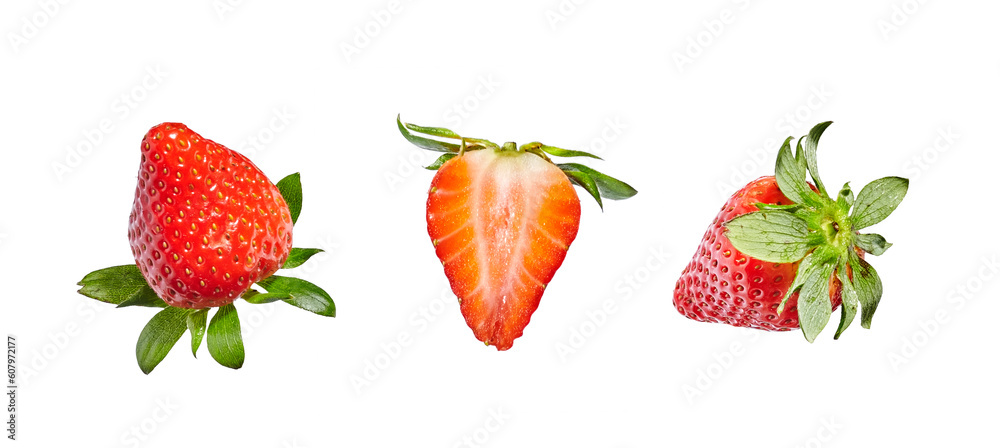Strawberry with blossom isolated on white background Strawberry with blossom isolated on white background