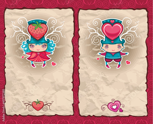 Valentine's Day  paper backgrounds with space for your text. Boys, girls