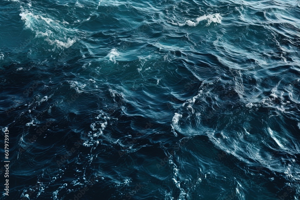 Water texture, background with water top view, moving ocean water texture, Generative AI