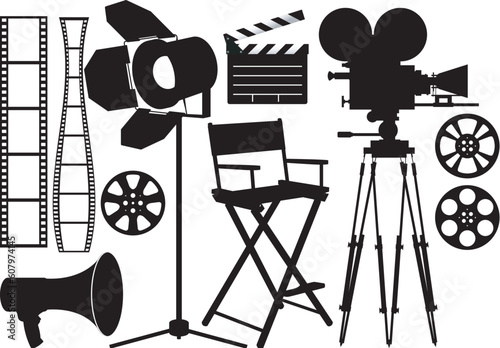 Film Industry silhouette icons on the white