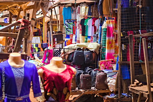 Market, clothes, afrika, uganda, lugazi, textiles, colours, t-shirt, shirt, clocks, shoe, shoes, plastic, backpack, dress, scarf,