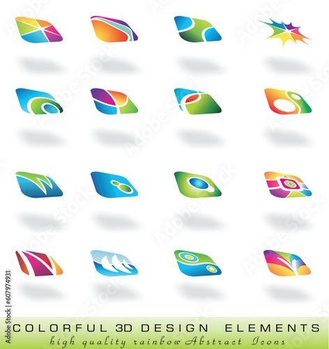 Set of Threedimensional abstract design elments with soft shadow and delicate colours