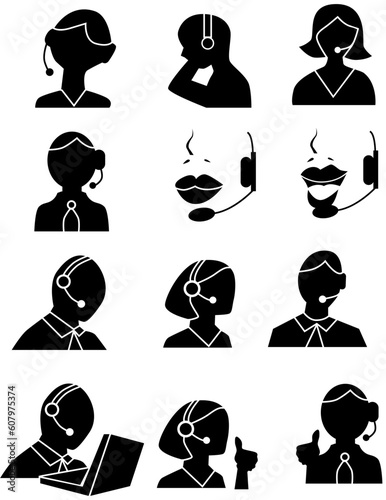 Customer service people icons isolated on a white background.