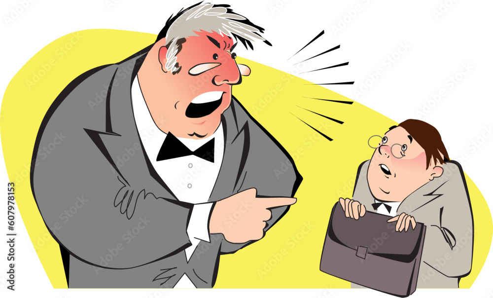 Vector illustration of an angry boss shouting on his subordinate Vector illustration of an angry boss shouting on his subordinate