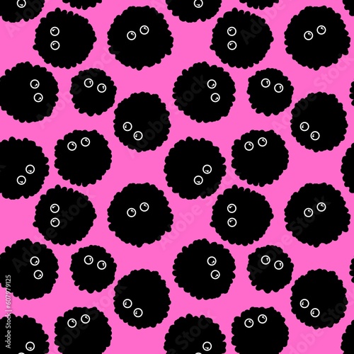 Cartoon fluffy monsters seamless spice aliens pattern for kids clothes print and wrapping paper and fabrics