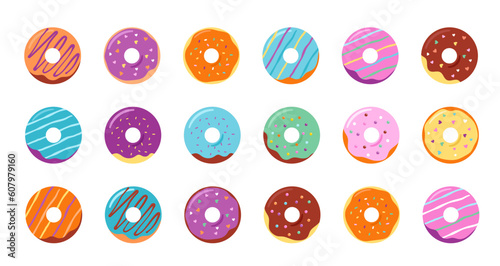 Colorful donuts icons, graphic elements and illustrations collection