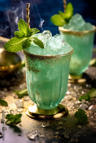 classic delicious sparkly edible glitter mint julep cocktail. AI generative