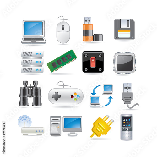 Illustration of technology icon set