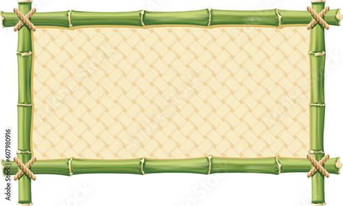 Bamboo frame with Woven isolated on white