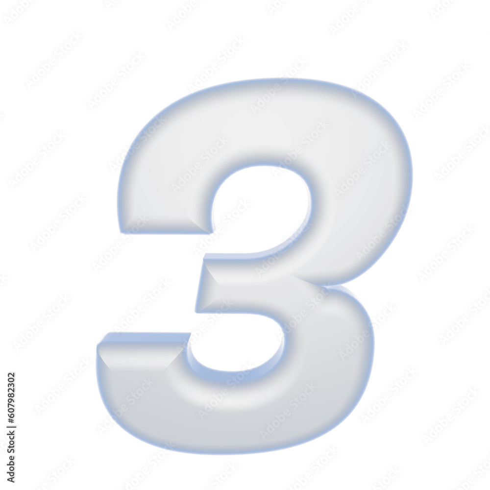 number 3D rendering isolated on white background, with shadow number 3D rendering isolated on white background, with shadow