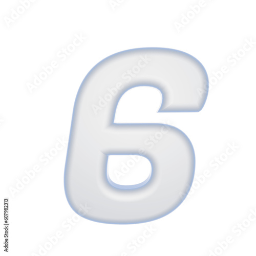 number 3D rendering isolated on white background, with shadow