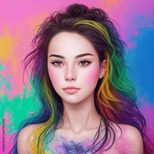 Picture of a woman on a colorful background