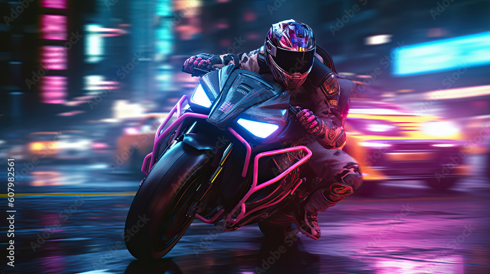 Cyberpunk motorbike - AI generated image. Cyberpunk motorbike - AI generated image.