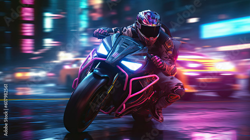 Cyberpunk motorbike - AI generated image.