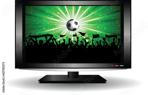 Silhouette of a football crowd on an LCD television