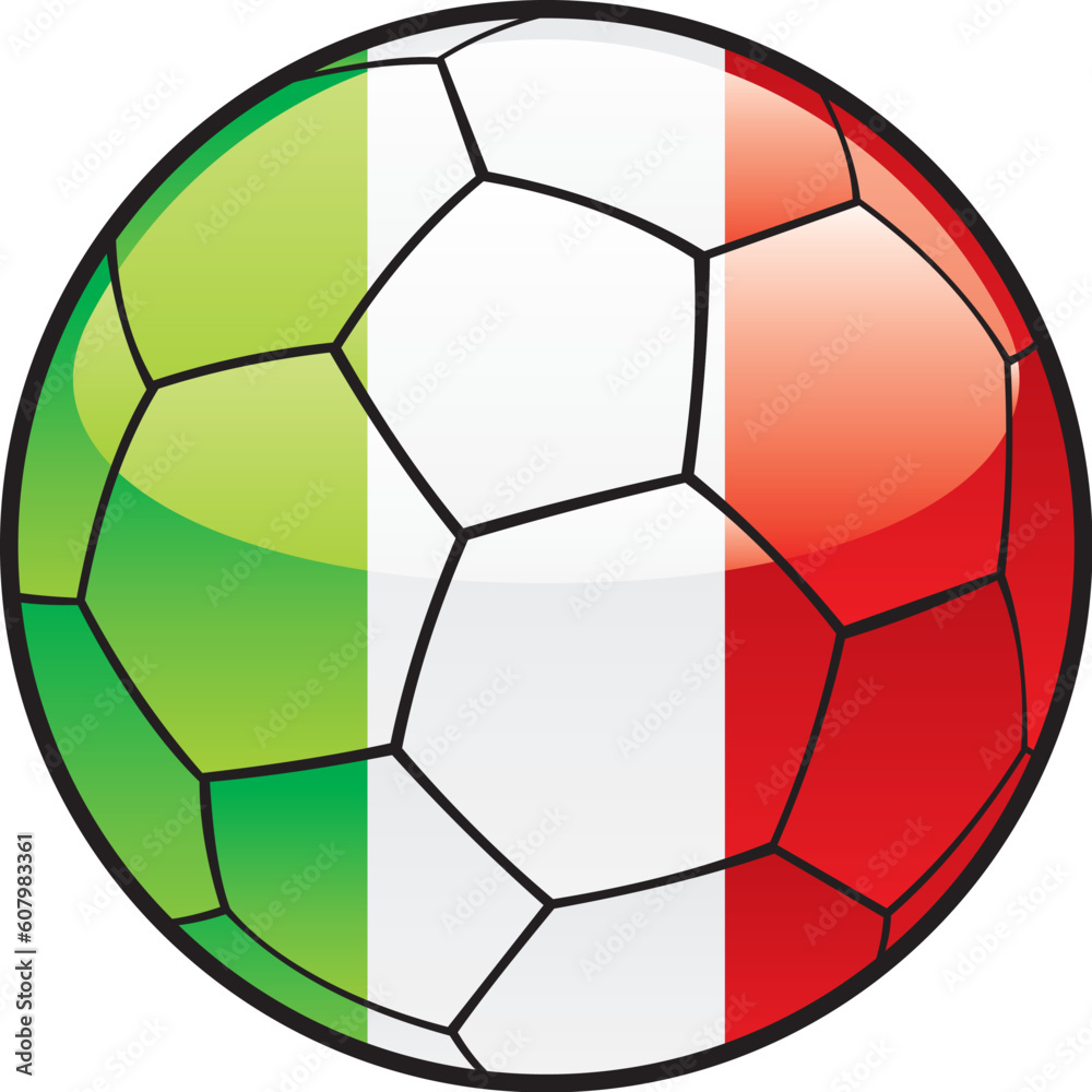 Fototapeta premium fully editable illustration flag of Italy on soccer ball