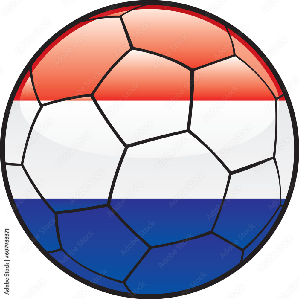 Obraz premium fully editable illustration flag of Netherlands on soccer ball