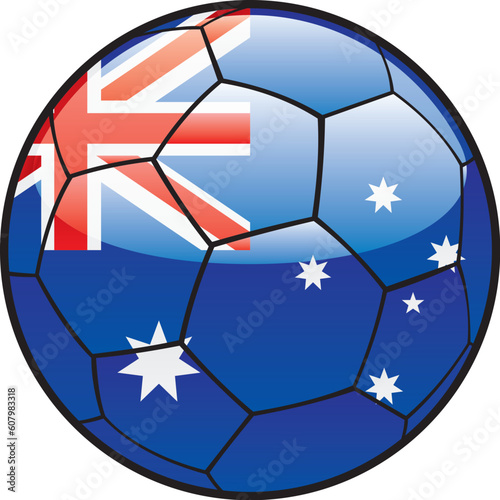 fully editable illustration flag of Australia on soccer ball