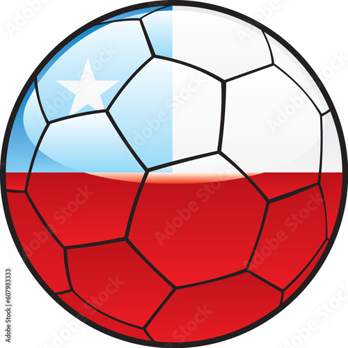 fully editable illustration flag of Chile on soccer ball