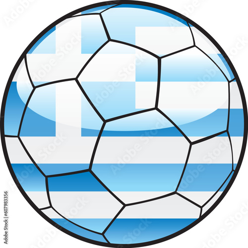 fully editable illustration flag of Greece on soccer ball