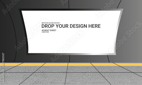 Metro billboard mockup in vector. Fully editable vector. 