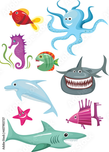 vector illustration of a sea set