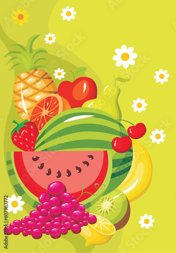Fototapeta Naklejka Na Ścianę i Meble -  vector illustration of a fruit card