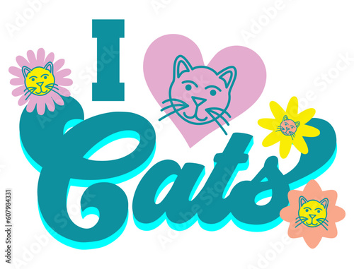 I love cats—artwork for stickers, printing, poster, or t-shirt.