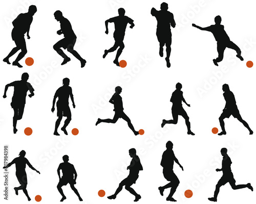 Collection of different football  soccer  silhouettes. Vector illustration.