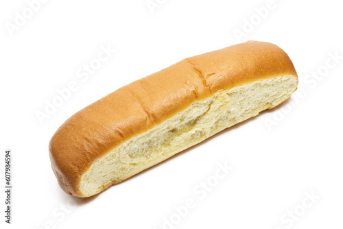 Single brioche bun isolated on white background. Milk roll pastry 