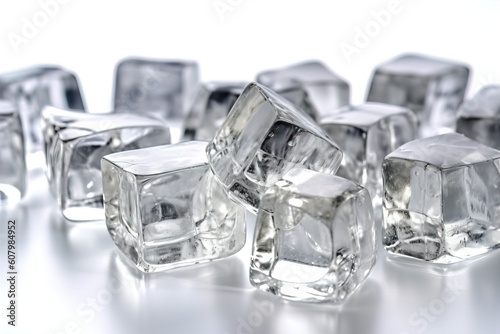Side view of ice cubes
