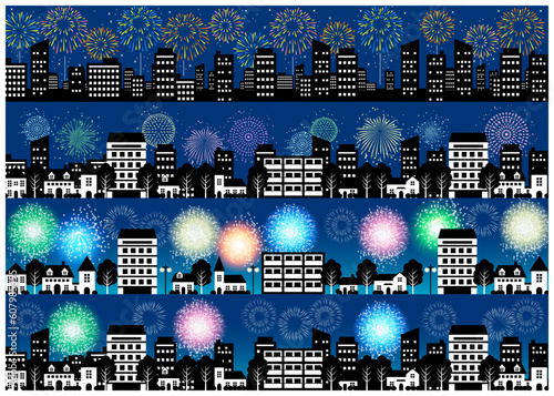 花火大会の街のバナー集