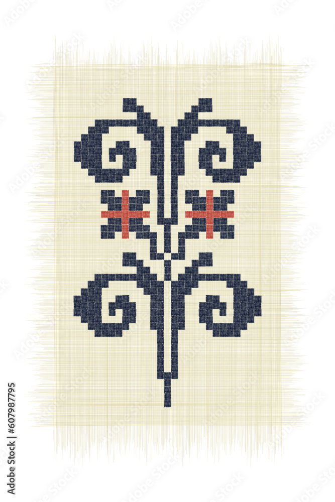 The Tree of the Scorpions, Palestinian embroidery Tatreez symbol drawing over white background