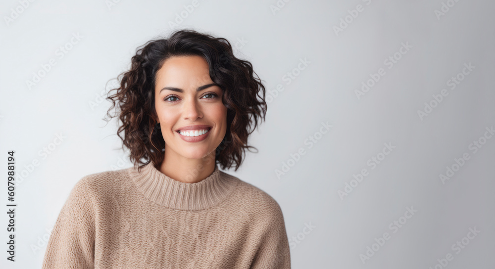 Portrait of a beautiful young woman smiling at the camera on a white background Portrait of a beautiful young woman smiling at the camera on a white background