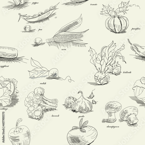 Wallpaper Mural Seamless pattern with vegetable Torontodigital.ca