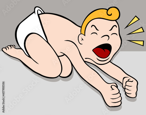 An image of a baby throwing a tantrum.