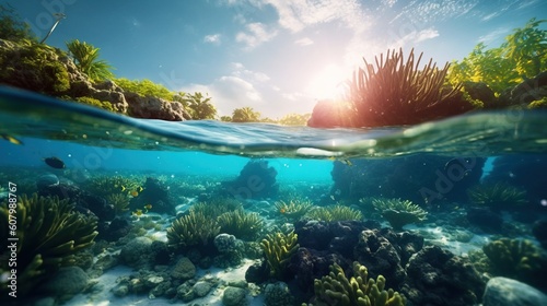 Fototapeta Naklejka Na Ścianę i Meble -  a coral reef under water. Generative AI Art.