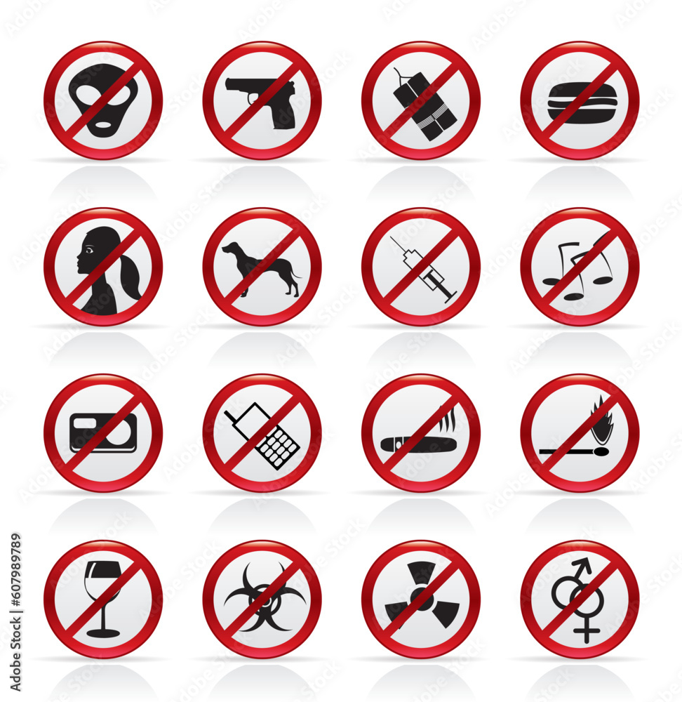 Prohibition Sign and icons - Vector Icon Set Prohibition Sign and icons - Vector Icon Set