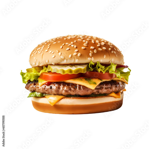 Cheese burger, vegetable, meat, suitable for advertising banners or menus, advertisements, created by Ai 