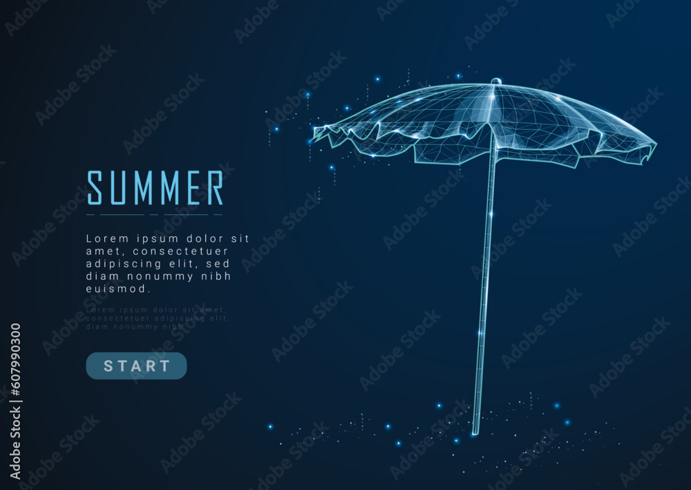 Stockvektorbilden Summer Season Beach Umbrella Low Poly Tech Abstract  Parasol | Adobe Stock