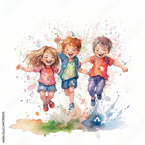 childrens day concept in watercolor with Generative AI technology