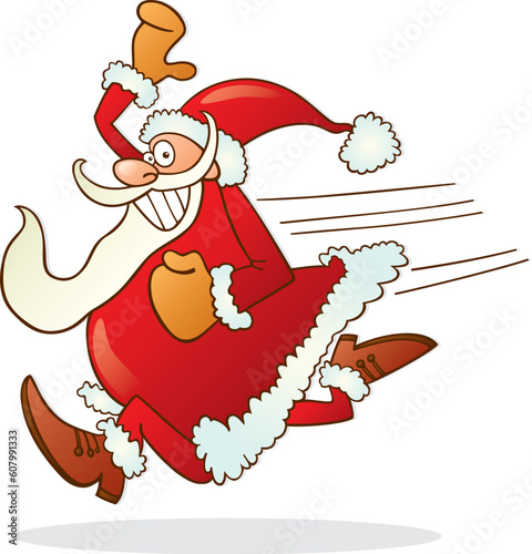 Illustration of santa claus running