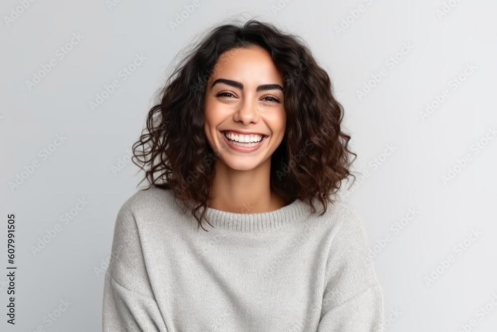 Portrait of a happy young woman smiling at camera isolated over white background Portrait of a happy young woman smiling at camera isolated over white background