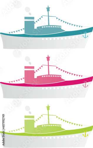 three color ship pattern design.