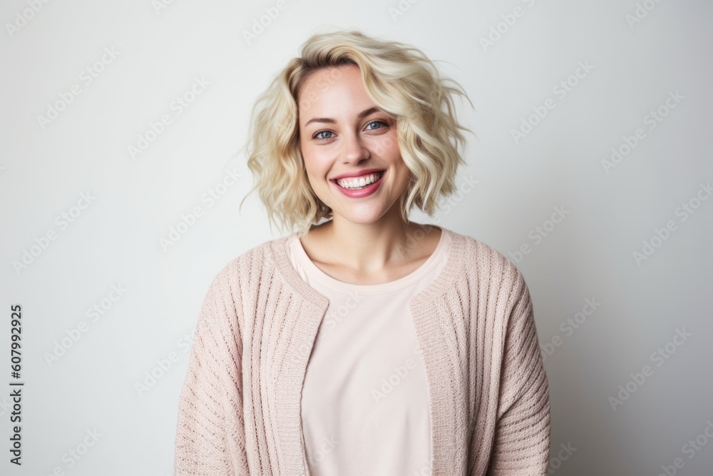 Portrait of a beautiful young woman with blond hair smiling at camera Portrait of a beautiful young woman with blond hair smiling at camera
