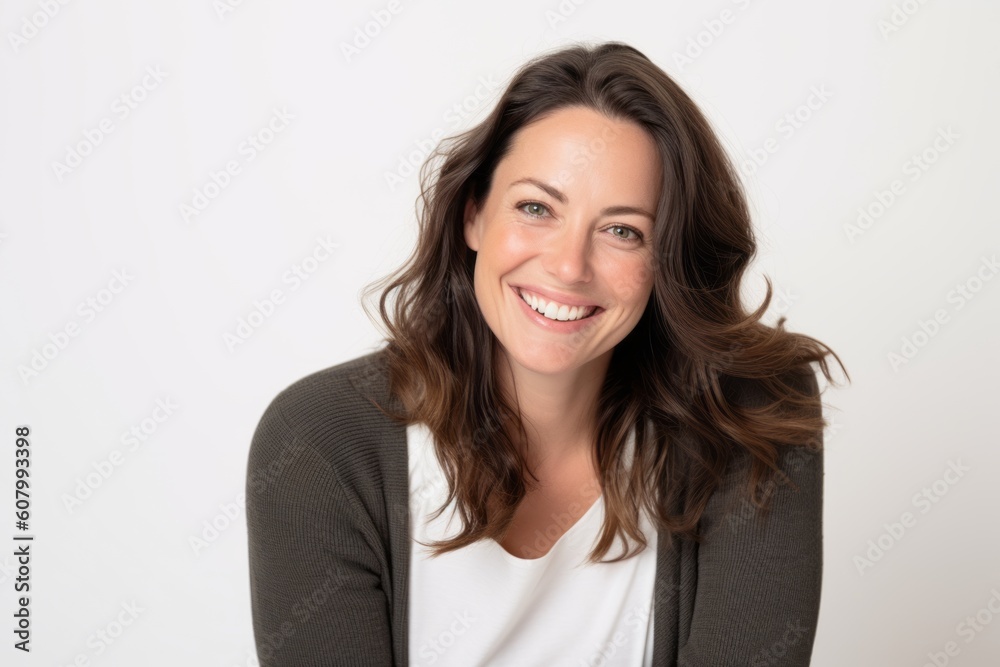 Portrait of a beautiful young woman smiling on a white background. Portrait of a beautiful young woman smiling on a white background.