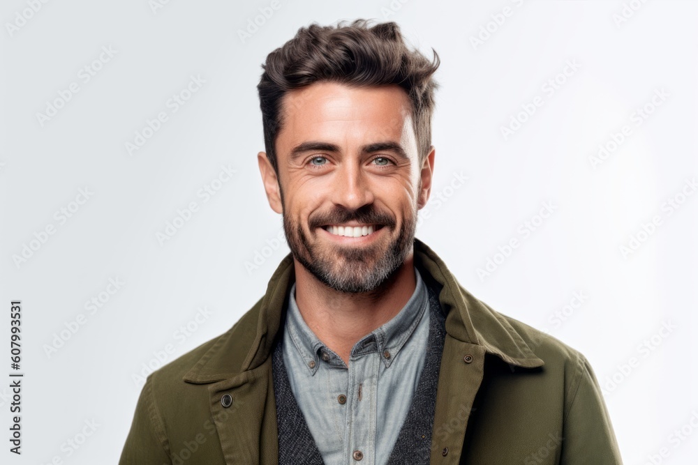 Portrait of a handsome young man smiling at camera isolated on a white background Portrait of a handsome young man smiling at camera isolated on a white background