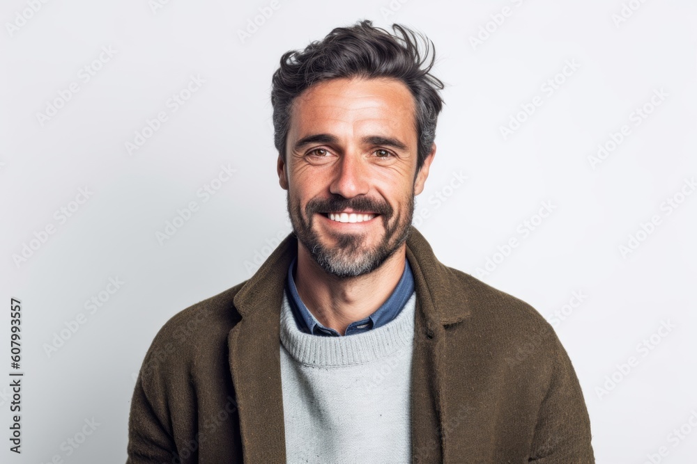 Portrait of a handsome man smiling at the camera on a white background Portrait of a handsome man smiling at the camera on a white background